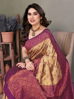 AVANTIKA FASHION Woven Kanjivaram Pure Silk, Art Silk Saree(Pink, Purple)