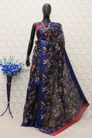 Kjs Floral Print Bollywood Cotton Blend Saree(Multicolor)