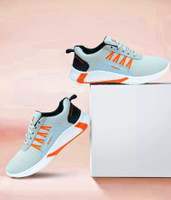 Free Kicks FK-444 Stylish Running Shoes For Men(Grey, Orange , 9)