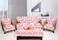 smarttextiles Polyester 3+1+1 Seater Sofa Floral Cover(Pack of 1 Pink)