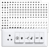 RSB HUB 1.5 cm Transparent Switch ID Stickers for Switch Boards, 46 Designs, Self Adhesive Sticker(Pack of 330)