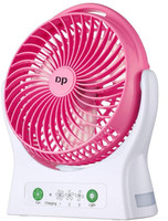 Dp 7605 (RECHARGEABLE PORTABLE USB FAN) 4000mAh Rechargeable Battery, Silent Operation 3 Blade USB Fan(Pink)