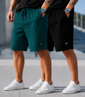 WeReKo Self Design Men Black, Dark Green Regular Shorts