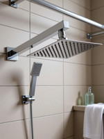 Prestige Premium quality Stainless Steel 8"x8" Ultra Slim Square Rain Shower Head with 18 inch square arm Shower Head