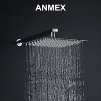 ANMEX 8x8 Ultra Slim Square Rain Shower Head with 15inch Arm Shower Head Shower Head Set(Stainless Steel)
