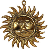 DreamKraft Metal Sun Main Door Wall Hanging for Home Decor Gift Purpose Decorative Showpiece  -  19 cm(Gold Plated, Gold)