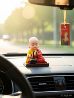 Laughing buddha Solar Buddha Moving Head & Hand - Sitting Buddha for Car,Home & Office,gifts Decorative Showpiece  -  9 cm(Plastic, Multicolor)