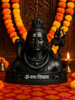 NIHARIKA HANDICRAFT Adiyogi Shiva Idol with Trishul – Mahadev Murti for Home and Car Dashboard Decorative Showpiece  -  9 cm(Polyresin, Black, White)