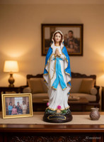Newven 1 Feet Handcrafted Lourdh Mary christian statues home decor items wall hangings statues of gods figurines decoration house warming gifts Decorative Showpiece  -  30 cm(Polyresin, Multicolor)