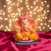 Cycle Pure 6-inch Eco-friendly Ganesh Idol for Ganesh Chaturthi with Agarbatti & Patka Decorative Showpiece  -  15 cm(Clay, Multicolor)