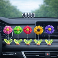 RYASHENTERPRISE Cute Car Dashboard Flower Decoration with Spring| Pack of 5 Decorative Showpiece  -  5 cm(Plastic, Multicolor)