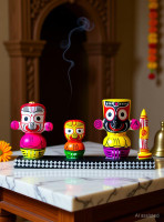 Zenith Zone Wooden Jagannath Murti Set Decorative Showpiece  -  6 cm(Wood, Multicolor)