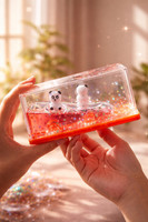 NyTraders Panda Wave Liquid Motion Paperweight (14.5cm) – Mesmerizing Blue Fluid Desk Toy Decorative Showpiece  -  5 cm(Plastic, Red)