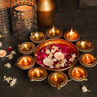 New Innovative Handicrafts Metal Urli | Urli Bowl for Floating Flowers I Diya Border Iron Decorative Platter(Gold)