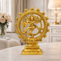 RIVNOR Metal Natraj Statue for Home Decor Gold Plated Dancing Shiva Natraja / Natrajan Decorative Showpiece  -  20.32 cm(Metal, Gold)