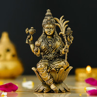 shyam antique creation Goddees Rajarajeshvari Murti 3 Inch Tripura Sundari Statue Maa Lalita Devi Idol Decorative Showpiece  -  7.62 cm(Brass, Gold)