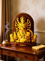 Rare Planet Durga Mata Murti for Mandir Decorative Showpiece  -  21 cm(Terracotta, Yellow, Brown)