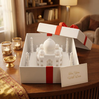 Recap Fashion Taj Mahal Decorative Showpiece with White Gift Box & Ribbon, Souvenir Gift Decorative Showpiece  -  12 cm(Plastic, White)