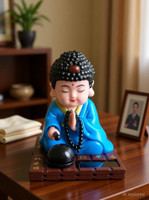 DECOVATE Solar Powered Buddha Bobblehead car, office desks, or home decor Decorative Showpiece  -  9.5 cm(Plastic, Blue)