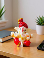 Top Trends Meditating Lord Ganesha Idols for Home Decor and Office Decor, Car Dashboard Decorative Showpiece  -  5 cm(Polyresin, Multicolor)