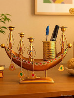 Handicrafy pen stand Decorative Showpiece  -  22 cm(Metal, Multicolor)