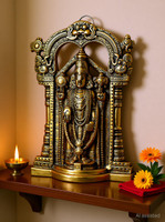 Metal Handicrafts Tirupati Balaji,Sri Venkateswara Idol,Spiritual Home Decor Decorative Showpiece  -  24 cm(Brass, Yellow)