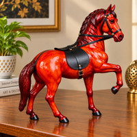 PR ART LOVE KUSH Shivaji horse 12 inch 30 CMS Decorative Showpiece  -  30 cm(Leather, Wood, Brown)