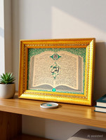 Comfort Zone Yaseen Shareef Muslim & Islamic Religious Idol,Photo Frame & Figurine For Wall & Festive Decor Made With Glass & Wooden Decorative Showpiece  -  37 cm(Gold Plated, Gold)