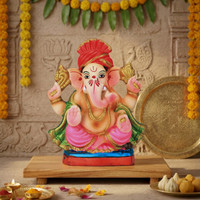 Cycle Pure 4-inch Eco-friendly Ganesh Idol for Ganesh Chaturthi | Solid Dhoop & Patka Decorative Showpiece  -  10 cm(Clay, Multicolor)