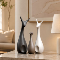 Flipkart SmartBuy Abstract Cat Family Showpiece Set, Matte Black Brown White Home Decor Decorative Showpiece  -  25 cm(Polyresin, Multicolor)