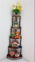 DPH 5 Shelf Wooden Corner, Multipurpose, Wall Corner Table, , corner stand for living room, Floor Standing, Home Décor, Wooden Corner, Wooden Wall Shelf(Number of Shelves - 5, Brown)