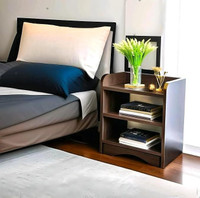 MULTIBUY Modern Bedside Table with 3 Shelves,Bed Side Table Engineered Wood End Table(Finish Color - Natural, DIY(Do-It-Yourself))