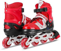 SPEEDYZONE High quality Skating in-line have different with PU LED wheel Shoe Skates In-line Adults Size  6 UK - 9 UK(Adjustable, Advanced, Training, Beginner, Red)