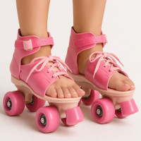 KAVANA Roller skates for boys and girls in line skating shoe. Quad Roller Skates 1 Quad Roller Kids Size  5 UK - 12 UK(Adjustable, Beginner, Pink)