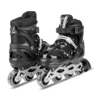 SPEEDYZONE Skating Shoes Adjustable Size LED Wheels for Kids Boys Girls In-line Adults Size  6 UK - 9 UK(Adjustable, Advanced, Training, Recreational, Beginner, Black)