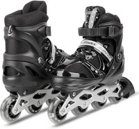KOJERAFASHION Skates with Flashing Wheel Aluminum Body in-Line Skates\ Shoe Adults Size  6 UK - 9 UK(Adjustable, Advanced, Black)