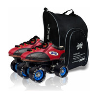 Jaspo Unisex Pro 30 Quad Skates With Pvc Wheels, Fixed Body Roller Shoe Skates Shoe Kids(Beginner, Red)