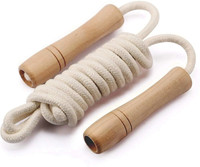 Black Mountain Jump Rope for Kids Wooden Handle Adjustable Cotton Braided Fitness Freestyle Skipping Rope(White, Length: 274 cm)
