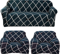 furshine Polyester 3+1+1 Seater Sofa Abstract Cover(Pack of 3 Blue)