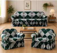 Vikto Polyester 3+1+1 Seater Sofa Floral Cover(Pack of 3 Multicolor)