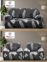 Homesajja Polycotton 3+1+1 Seater Sofa Printed Cover(Pack of 3 Grey)