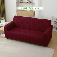HOKiPO Jacquard 3 Seater Sofa Striped Cover(Pack of 1 Burgundy)