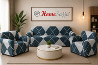 Homesajja Polycotton 3+1+1 Seater Sofa Floral Cover(Pack of 3 CHECK GREEN)
