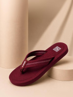 Sparx Women Slippers(Maroon, White , 6)