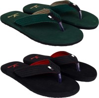 EVOK Mens Comfortable Trending And Stylish Multicolor Embozing Flipflop (Pack Of 2) Slippers(Multicolor 8)