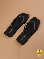Ginger by Lifestyle Women Flip Flops(Black , 5)