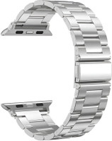 PREMBROTHERS 3.5 cm Folding Clasp Lock, Chain Strap Compatible with Watch Series SE/6/7/5/4/3/2/1 Smart Watch Strap(Silver)