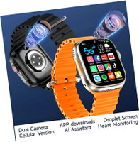 Softline Pro Android OS/Play Store - Unlimited Apps/5G/4G SIM/LTE/Wi-Fi/Dual Camera/GPS/UPI Smartwatch(Orange Strap, Free Size)