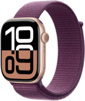 Apple Watch Series 10 GPS 46mm Rose Gold Aluminium with Plum Sport Loop(Pm Strap, Free Size)