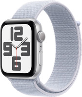 Apple Watch SE 2 GPS 44mm (2nd Gen) Silver Aluminium with Blue Cloud Sport Loop(Blue Cloud Strap, Free Size)